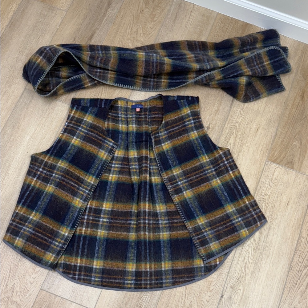 Pilcro Plaid Wool Skirt with Matching Scarf